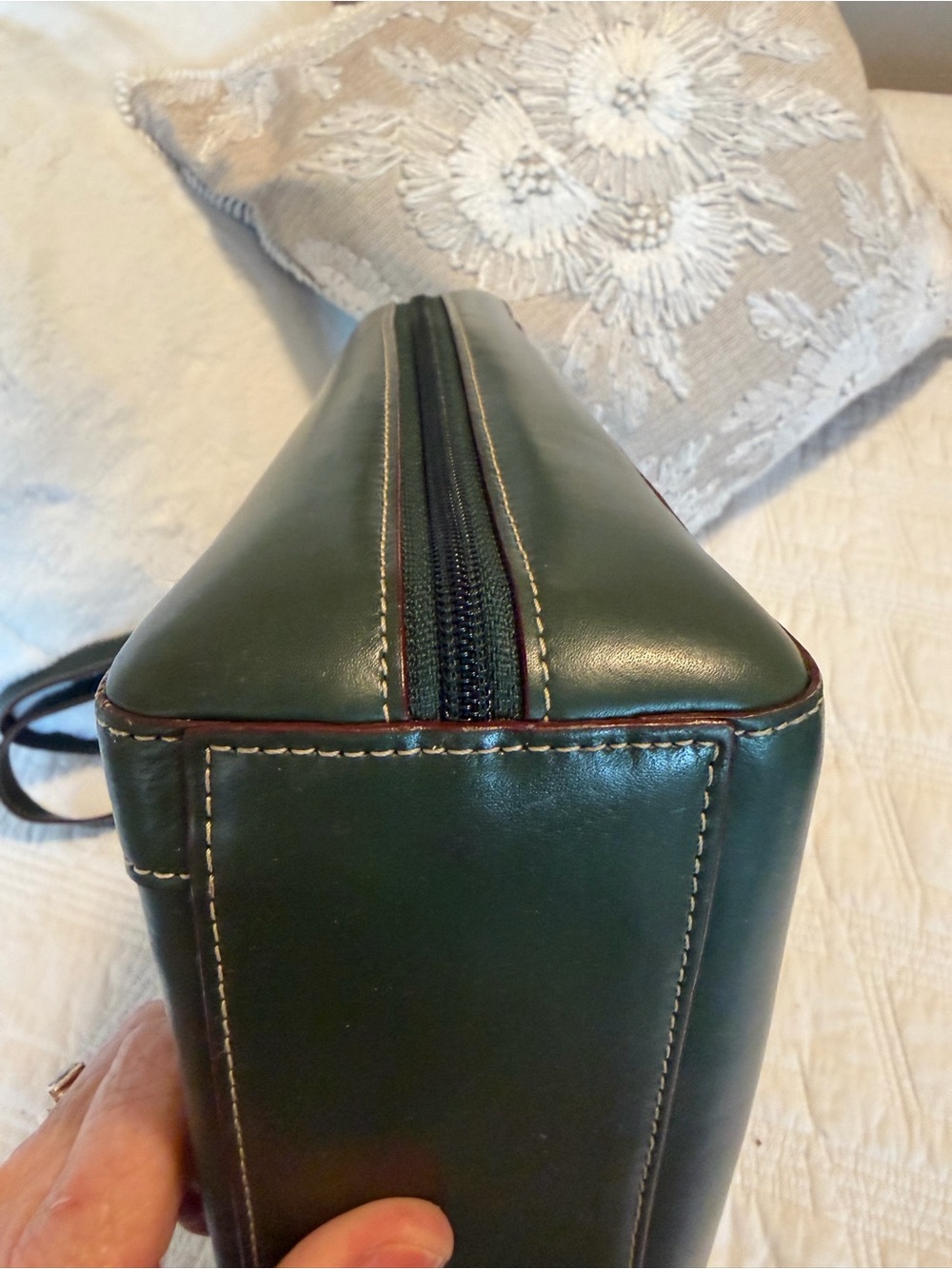 Lodis Audrey Forest Green Leather Laptop Tote with Scarf 14x13 - Picture 4 of 13